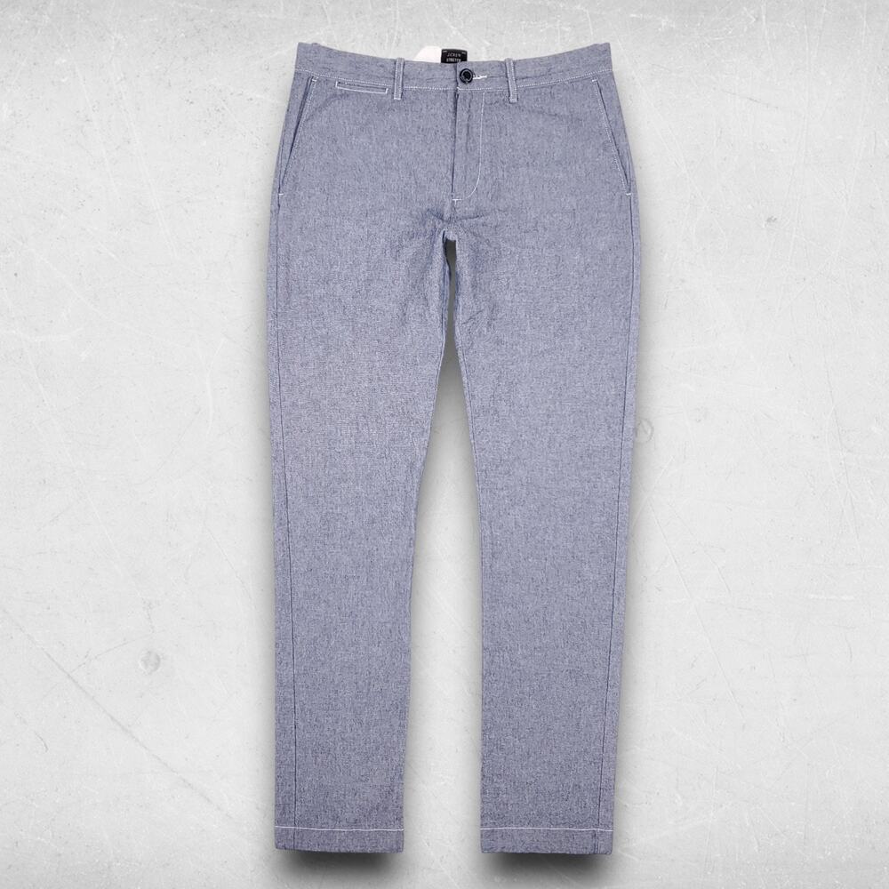 J Crew 484 Slim Fit Chino Pants Stretch Chambray Straight Leg Men 29x32 Blue